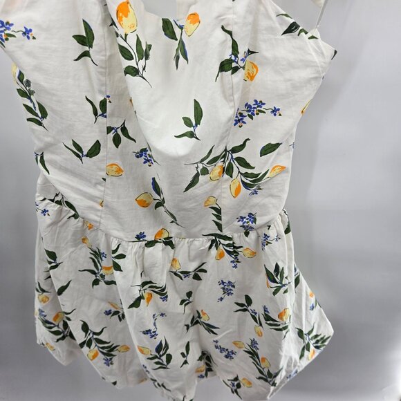 Sim and Sam White Lemon 100% Cotton Ruched Mini Dress Large - Picture 4 of 13